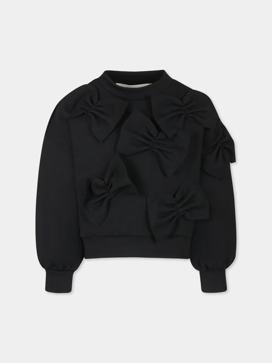 Felpa nera per bambina con fiocchi,Simonetta,SW4A00 F0198 930