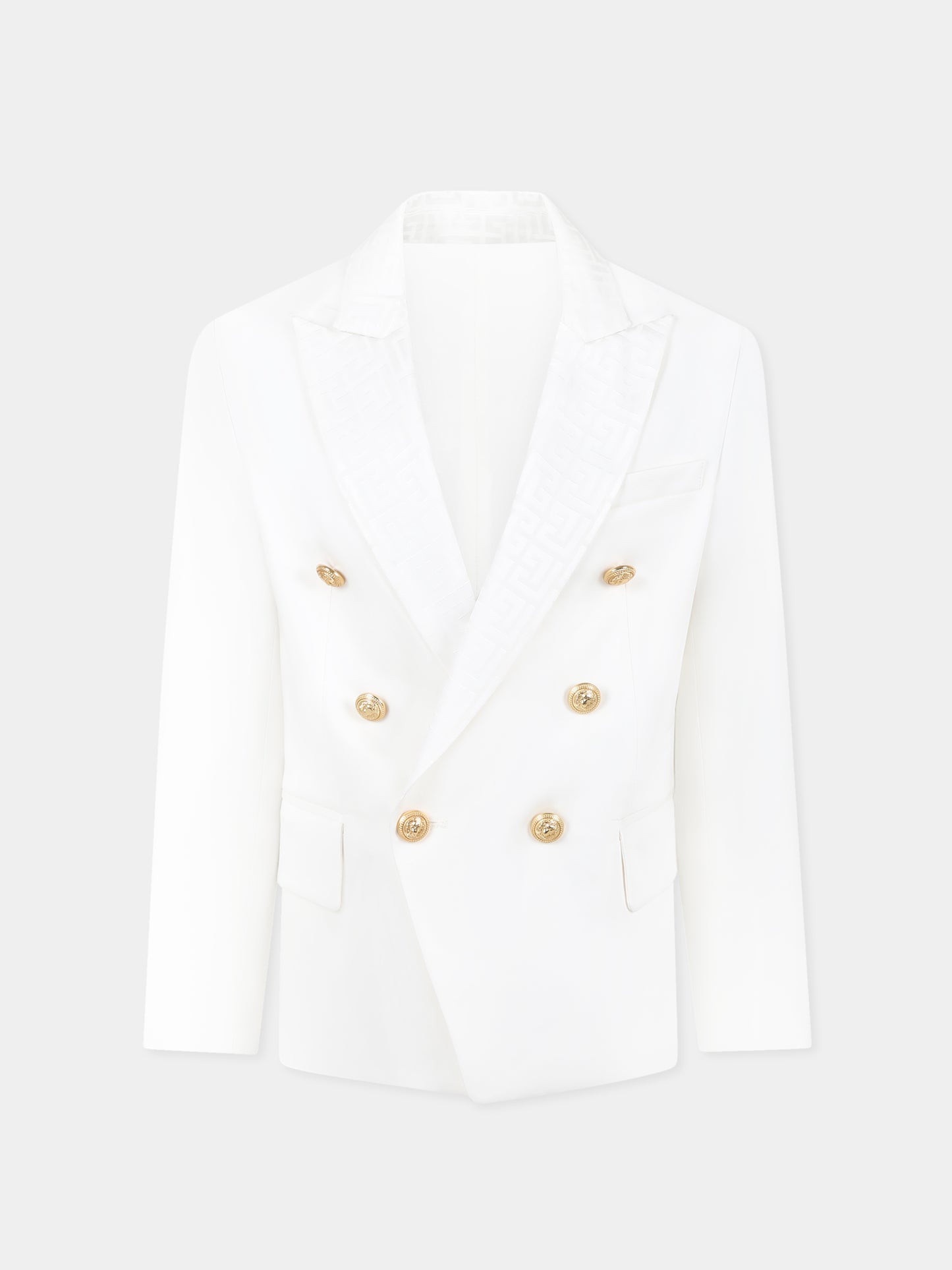 Giacca bianca per bambino con iconico labirinto,Balmain Kids,BW2Q24 P0484 100AV