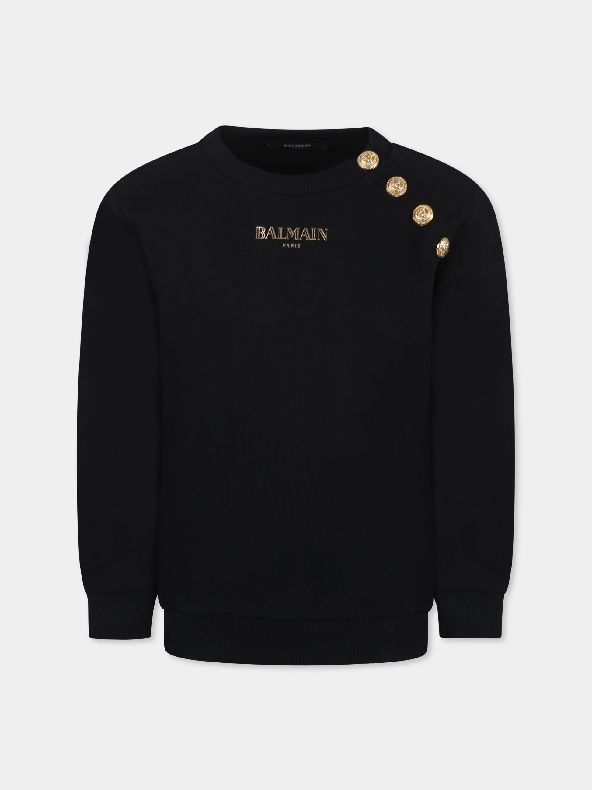 Felpa nera per bambina con logo,Balmain Kids,BW4P60 Z1753 930OR