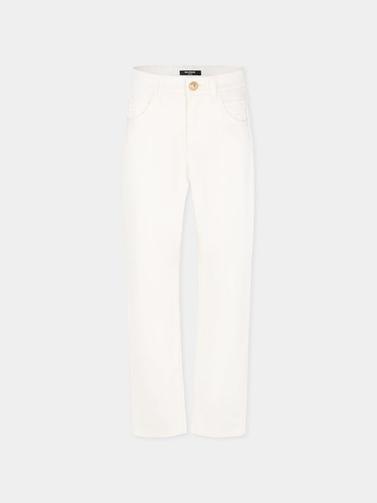 Ivory trousers for boy with maze