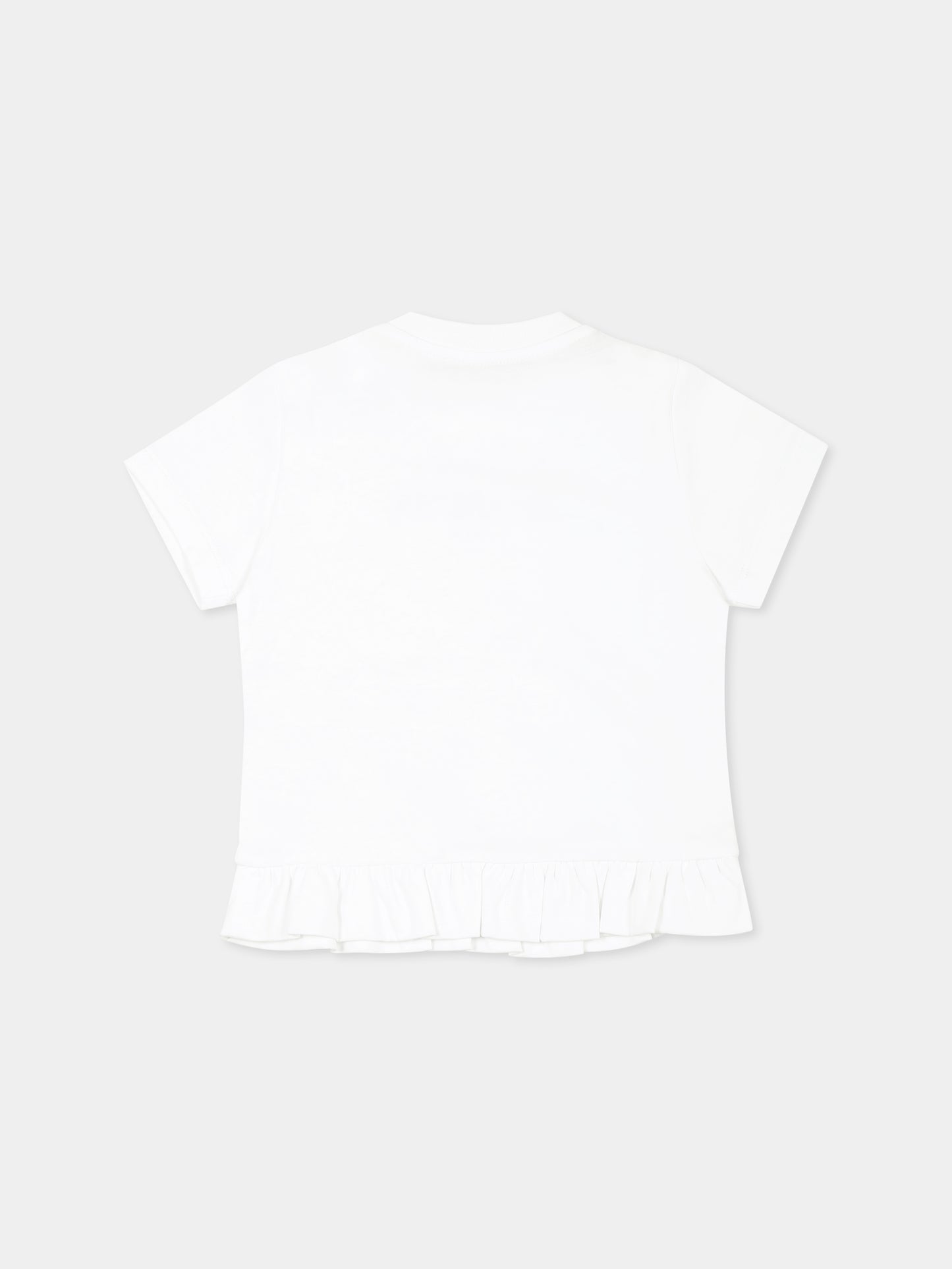 T-shirt bianca per neonata con logo dorato,Balmain Kids,BW8051 Z0082 100OR