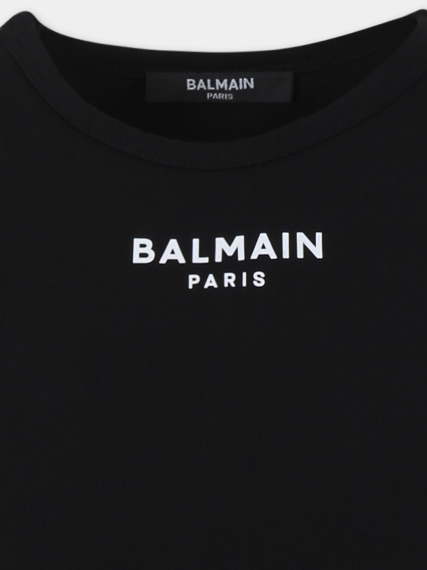 Canotta nera per bambina con logo,Balmain Kids,BW8A72 Z2389 930BC
