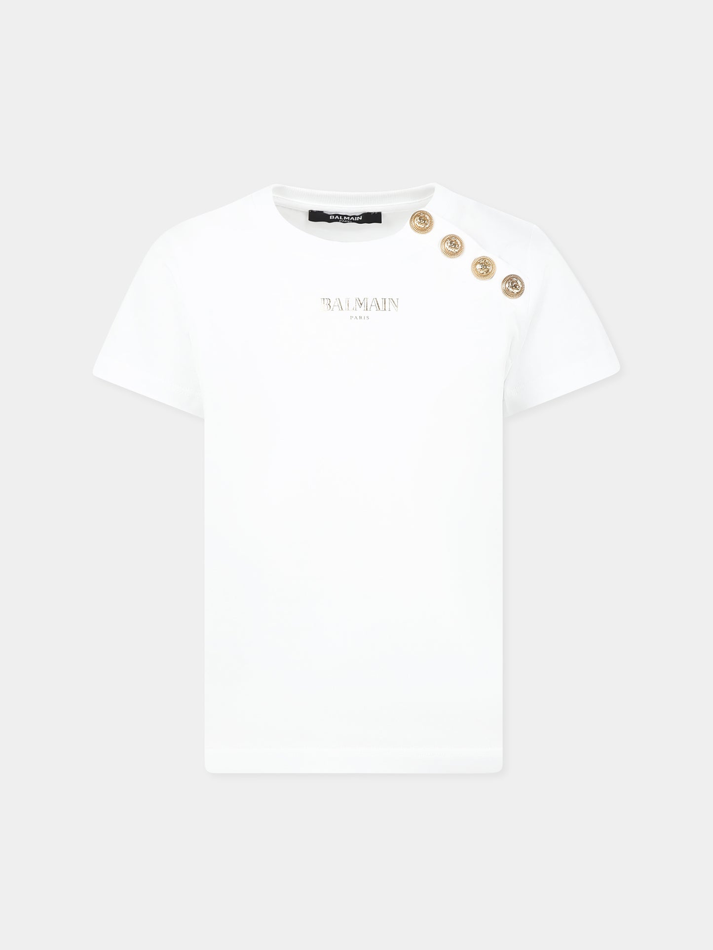 White t-shirt for girl with golden logo