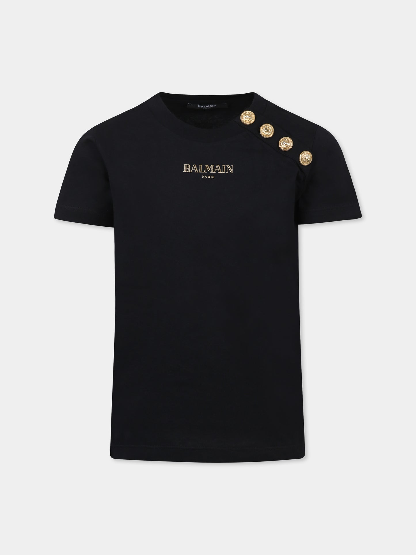 T-shirt nera per bambini con logo,Balmain Kids,BW8P71 Z1751 930OR