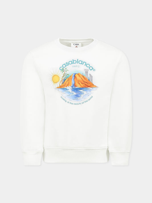 Felpa avorio per bambini con stampa oasi,Casablanca,KS25 JTP 371 01 EX
