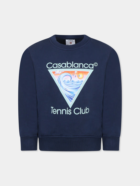 Felpa blu per bambini con stampa Tennis Club,Casablanca,KS25 JTP 371 02 EX