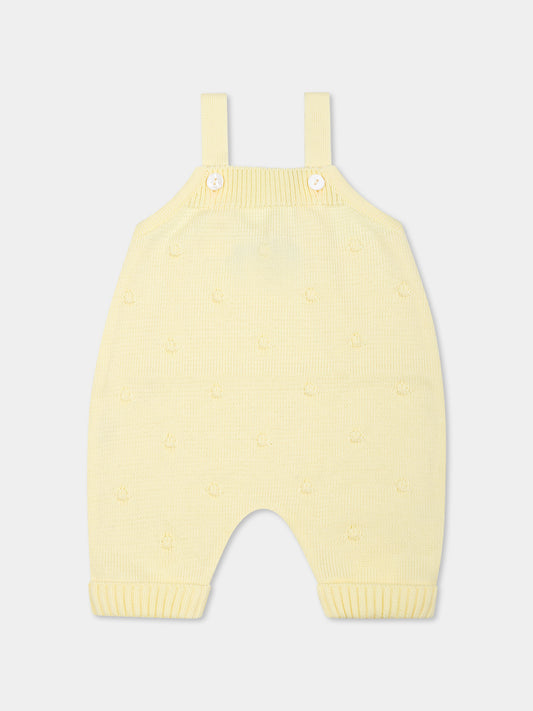 Yellow dungarees for baby boy with polka dots