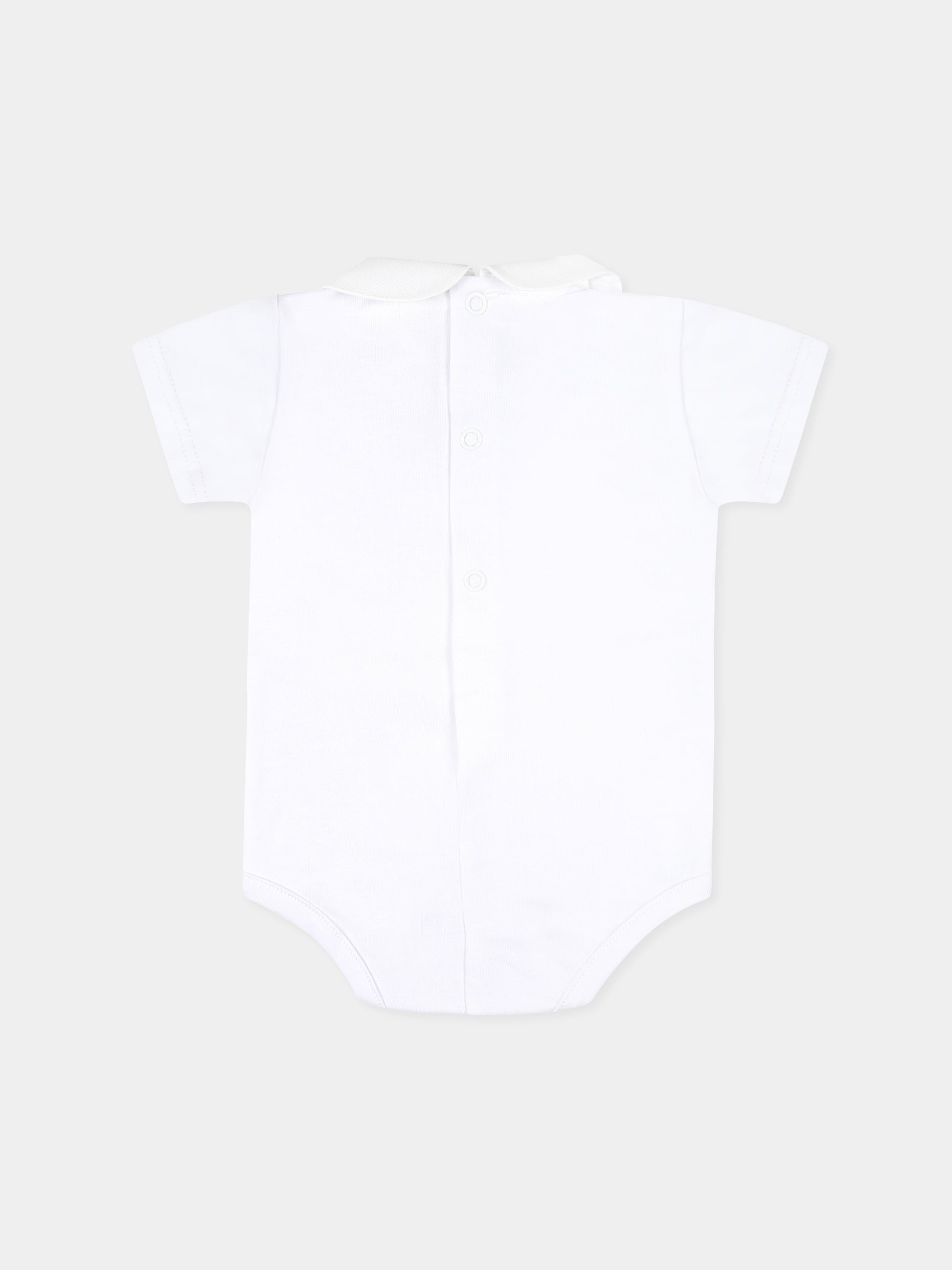 Body bianco per neonati con logo,Little Bear,8020 BIANCO/GIALLO