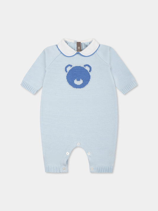 Light blue babygrow for baby boy with bear