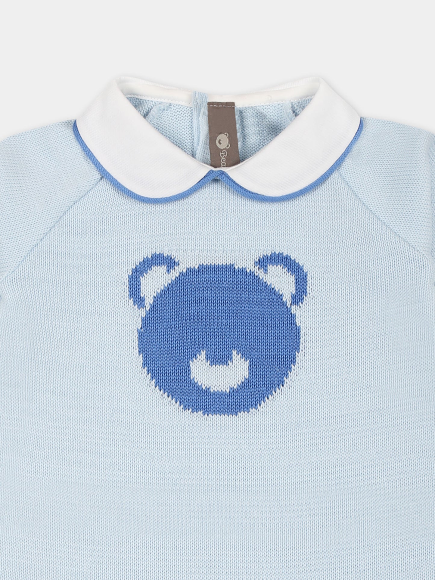 Light blue babygrow for baby boy with bear