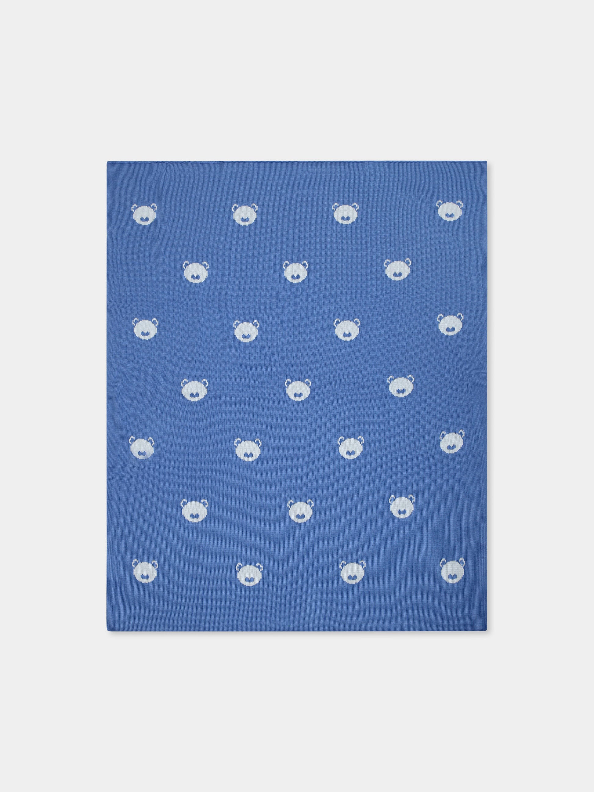 Coperta azzurra per neonato con orsetto all over,Little Bear,1100 AZZURRO