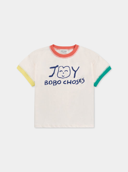 T-shirt avorio per bambini con smile e logo,Bobo Choses,B125AC014