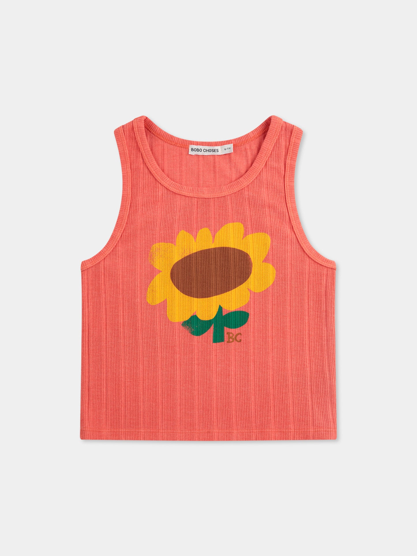 Red tank top for girl with sunflower