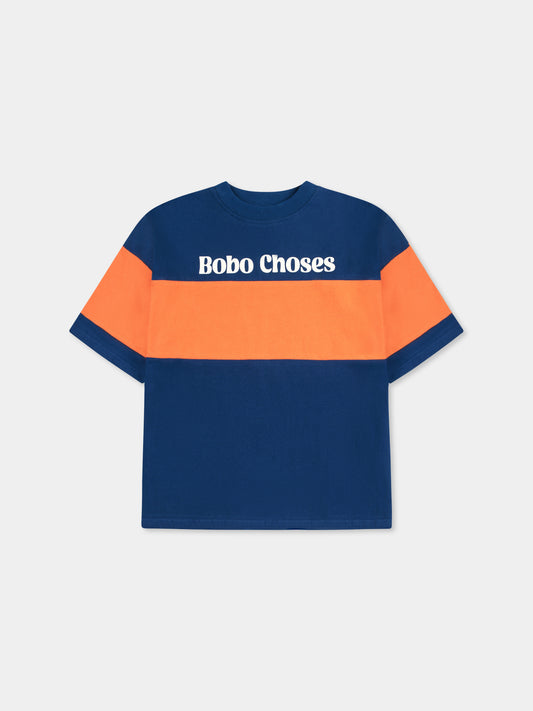 T-shirt blu per bambini con logo,Bobo Choses,B125AC126