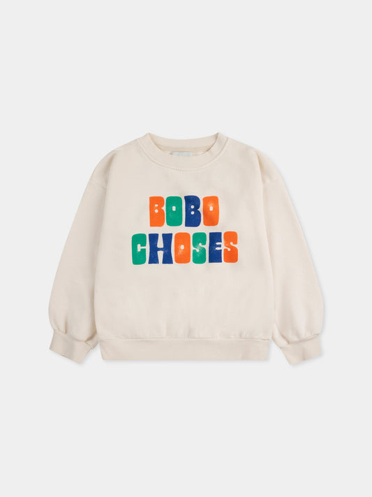 Felpa avorio per bambini con logo,Bobo Choses,B125AC129