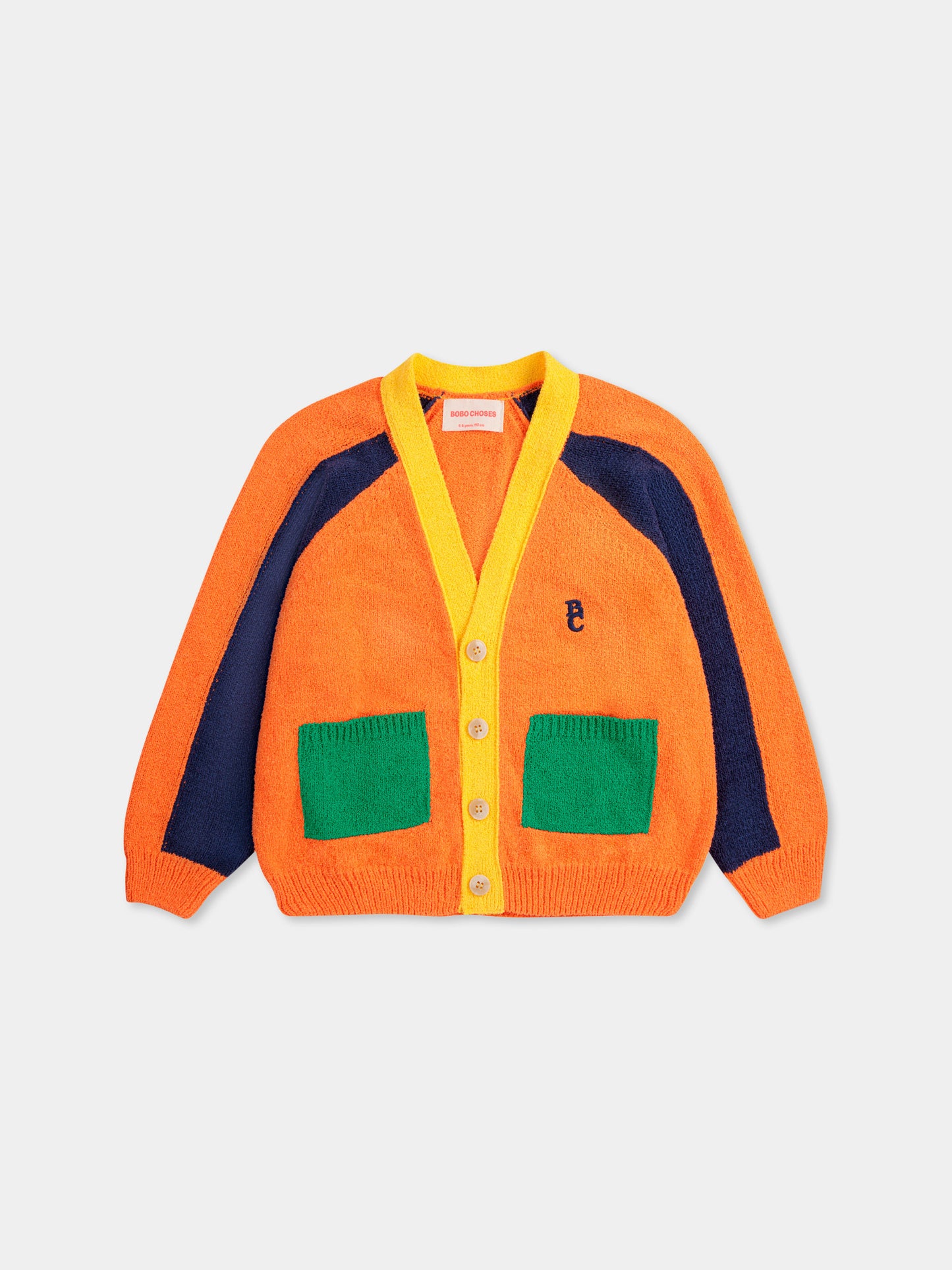 Cardigan arancione per bambini con logo,Bobo Choses,B125AC103