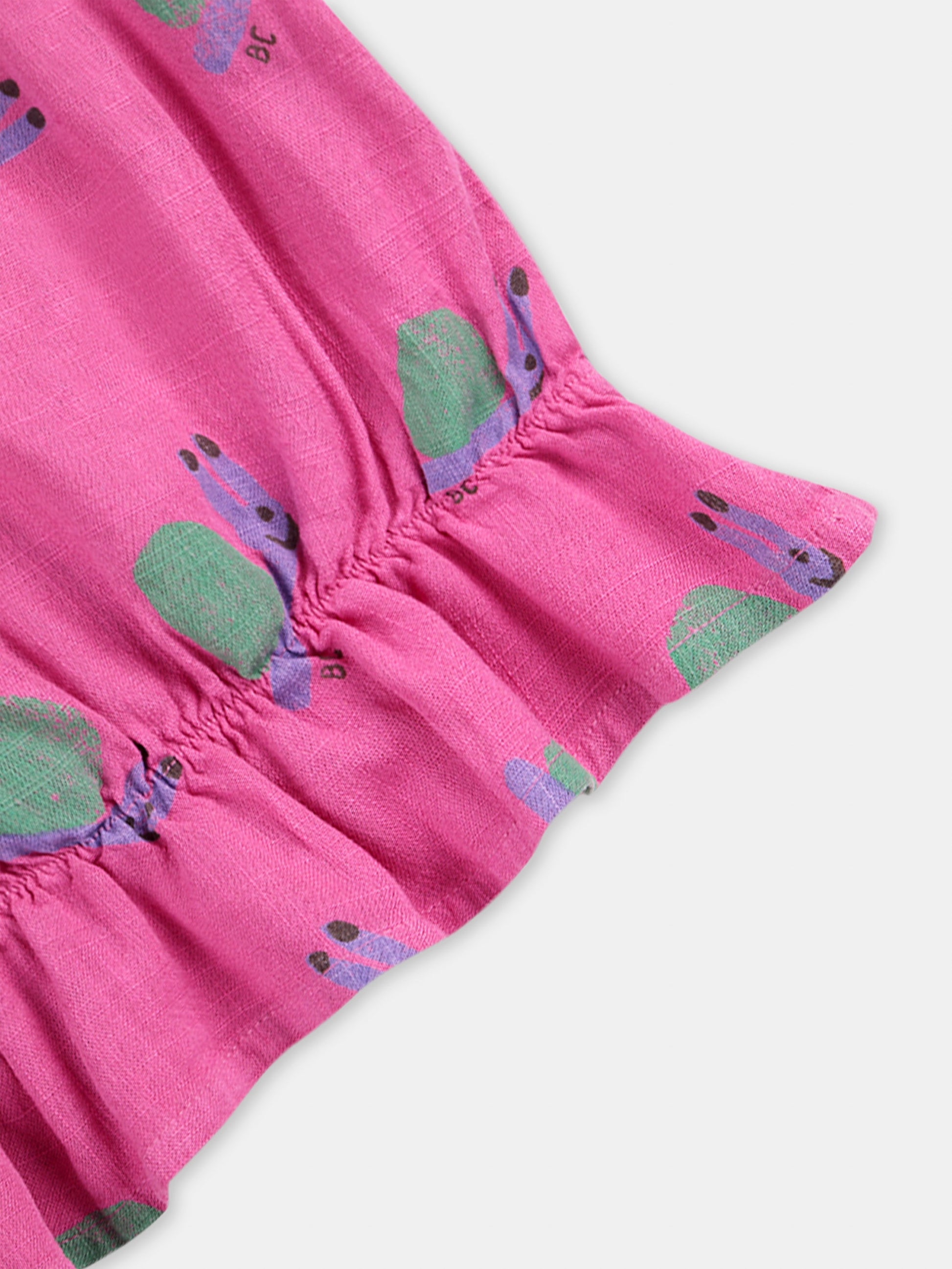 T-shirt crop fucsia per bambina con lumache all over,Bobo Choses,B125AC029