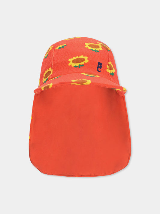Cappello rosso per neonata con girasoli all over,Bobo Choses,B125AH012