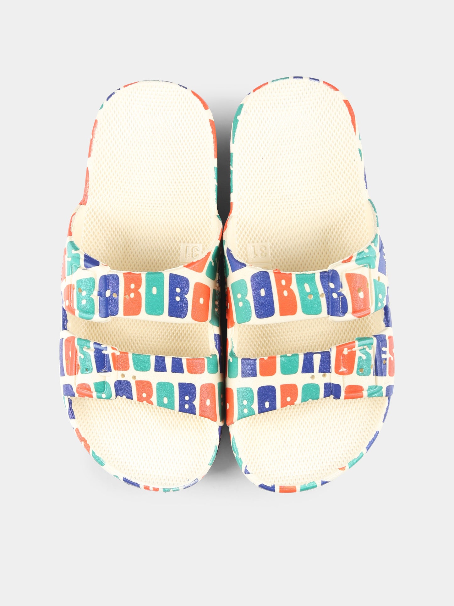 Multicolor slippers for kids with logo