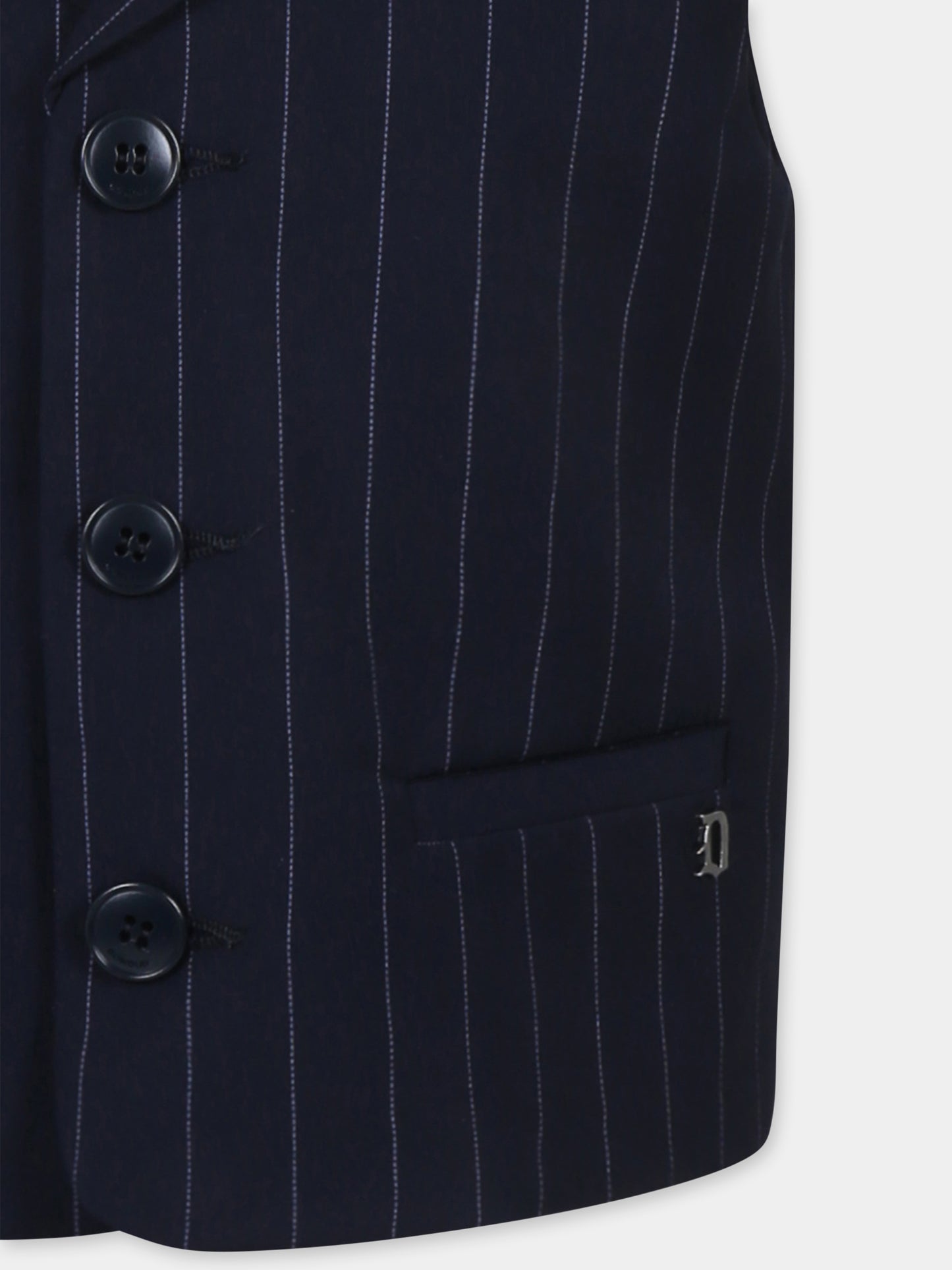 Blue waistcoat for boy with logo