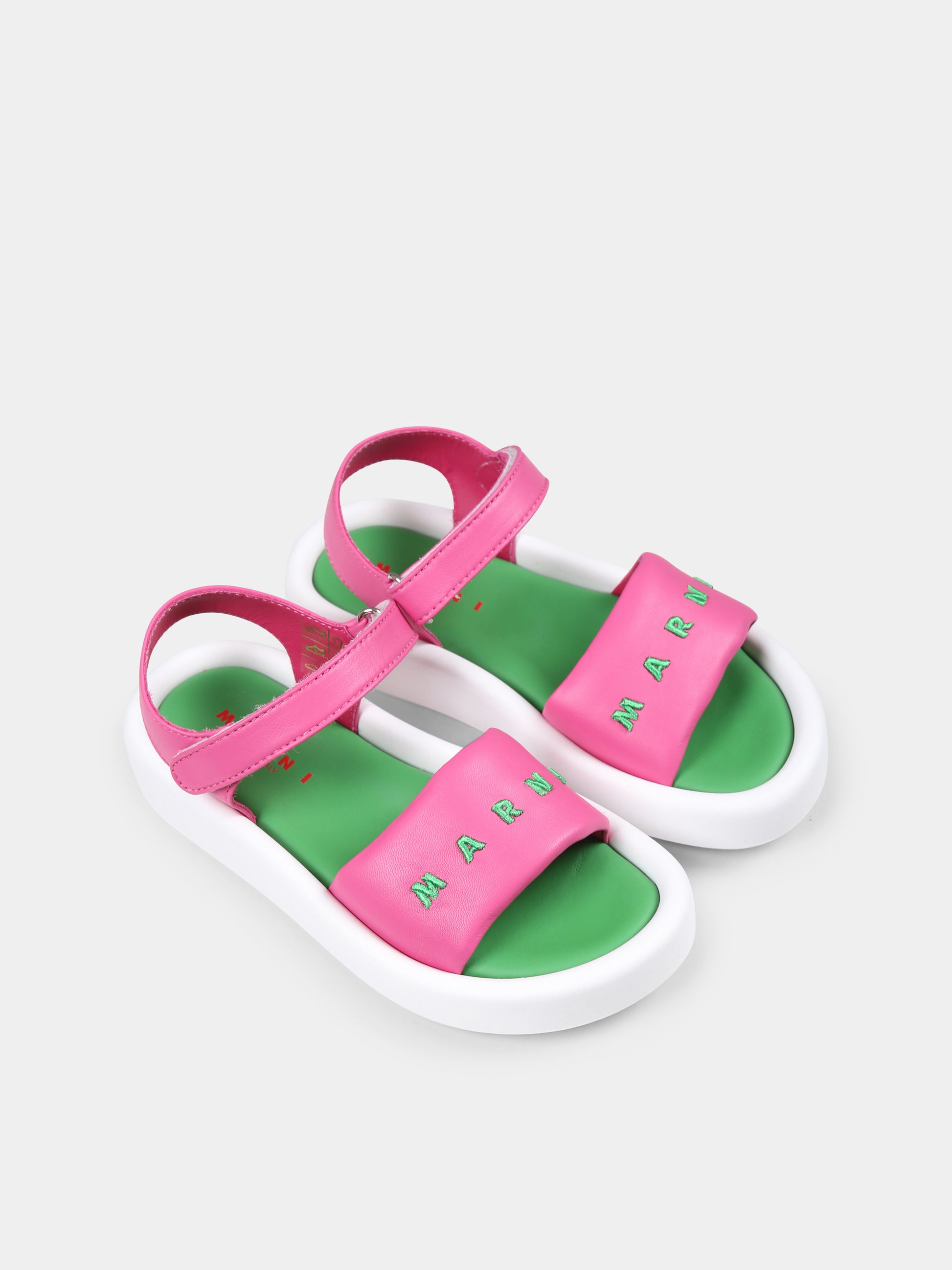 Sandali fucsia per bambina con logo,Marni Kids,79554 3