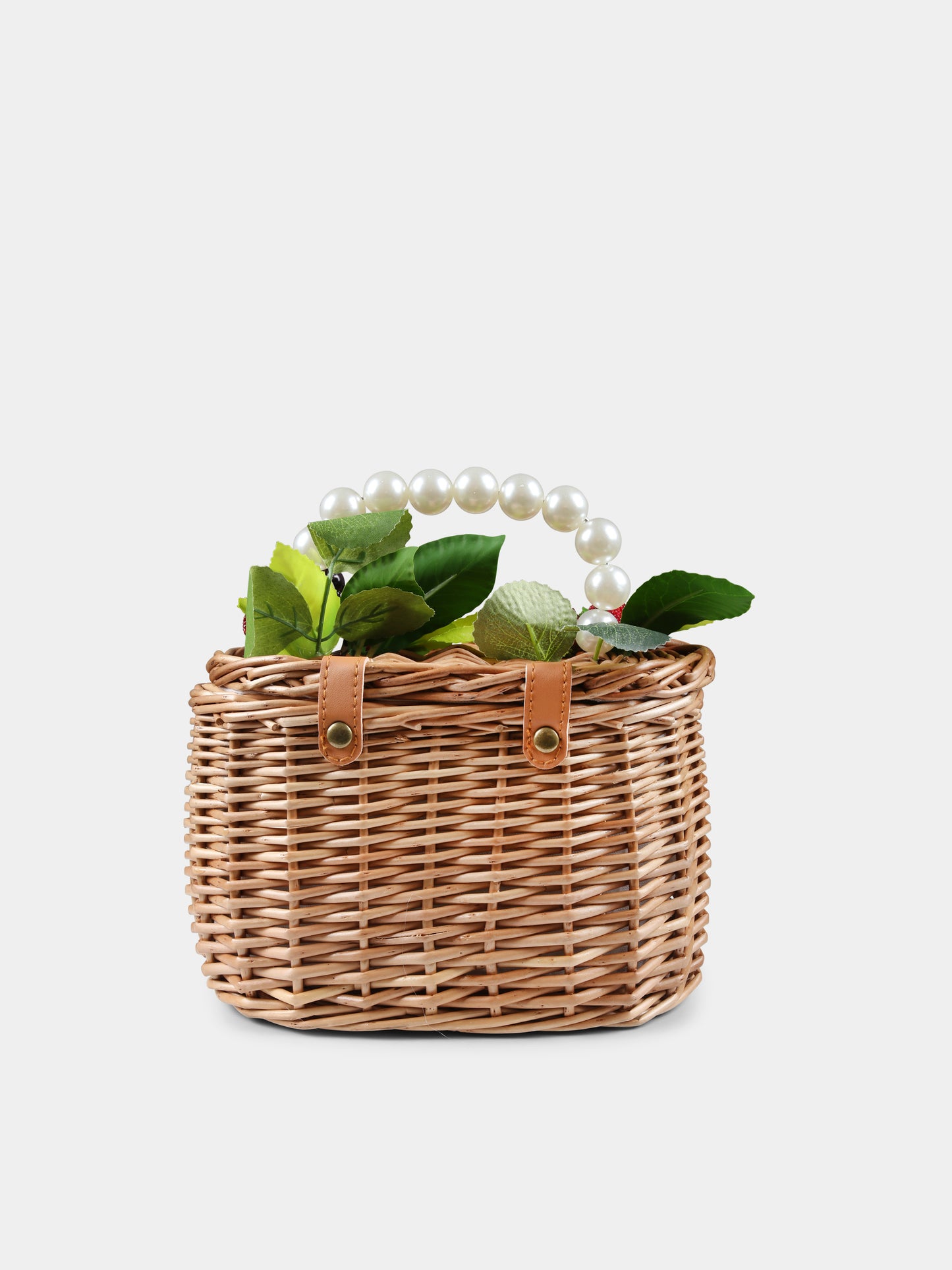 Brown bag for girl with fruits