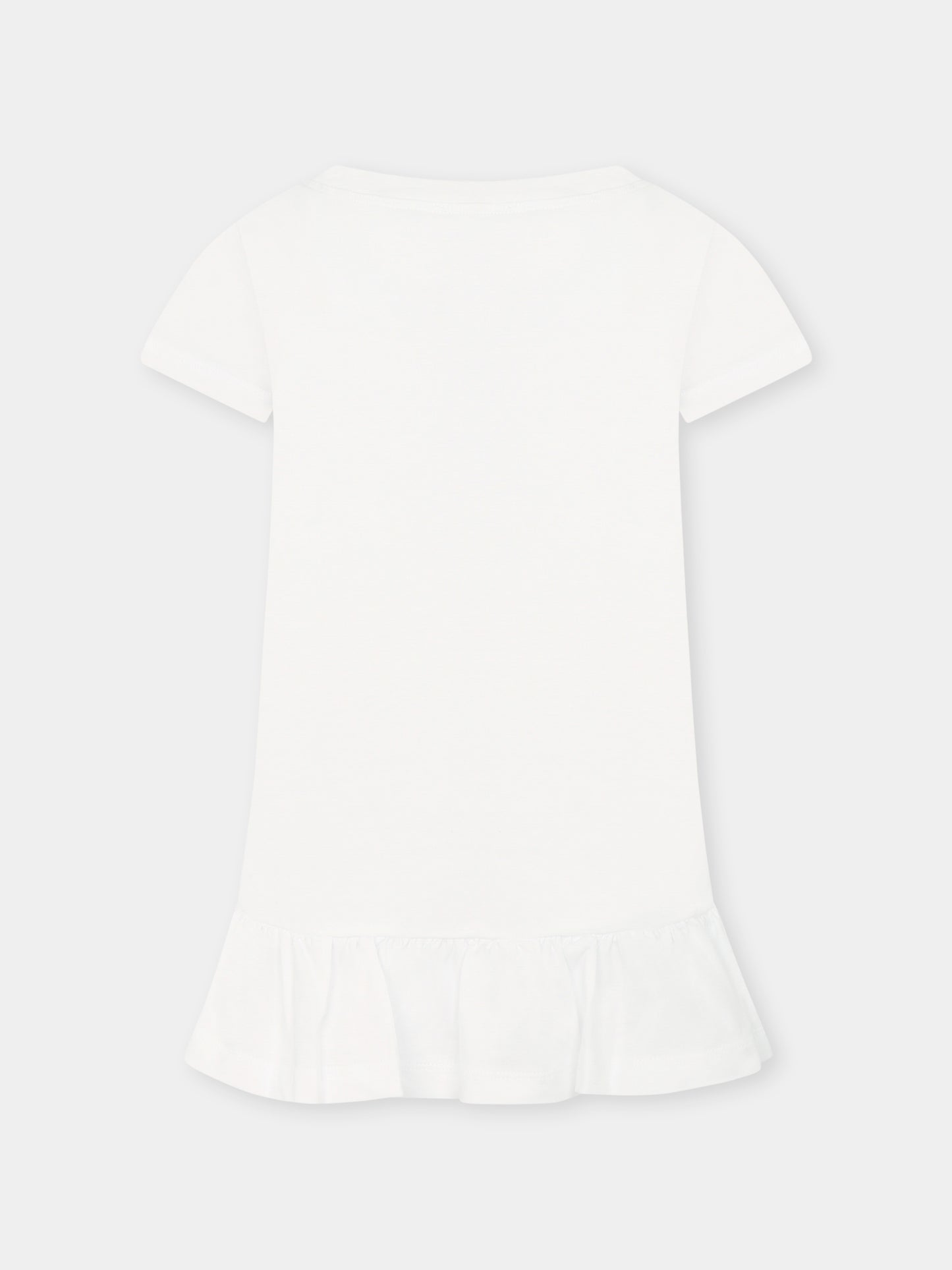 Maxi white t-shirt for girl with Alice in Wonderland