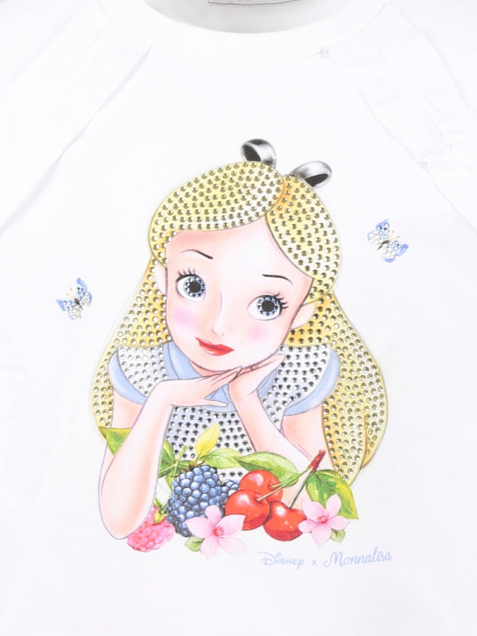 Felpa bianca per bambina con Alice nel Paese delle Meraviglie,Monnalisa,19E616 5003 0099