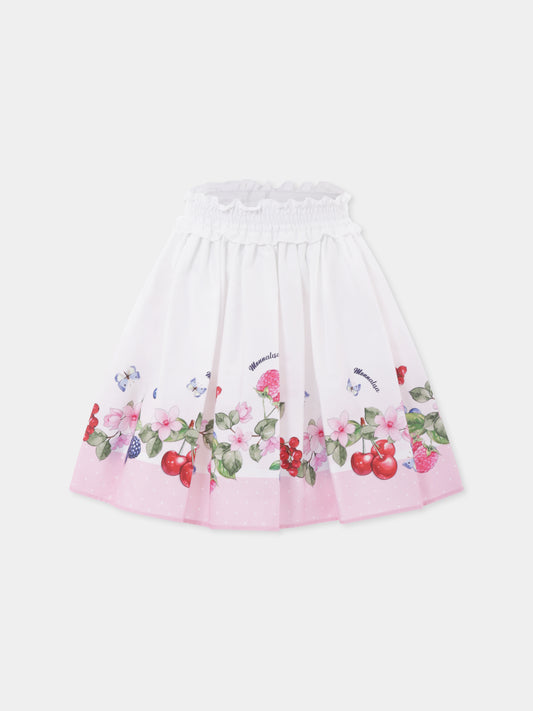 White skirt for girl with flowers