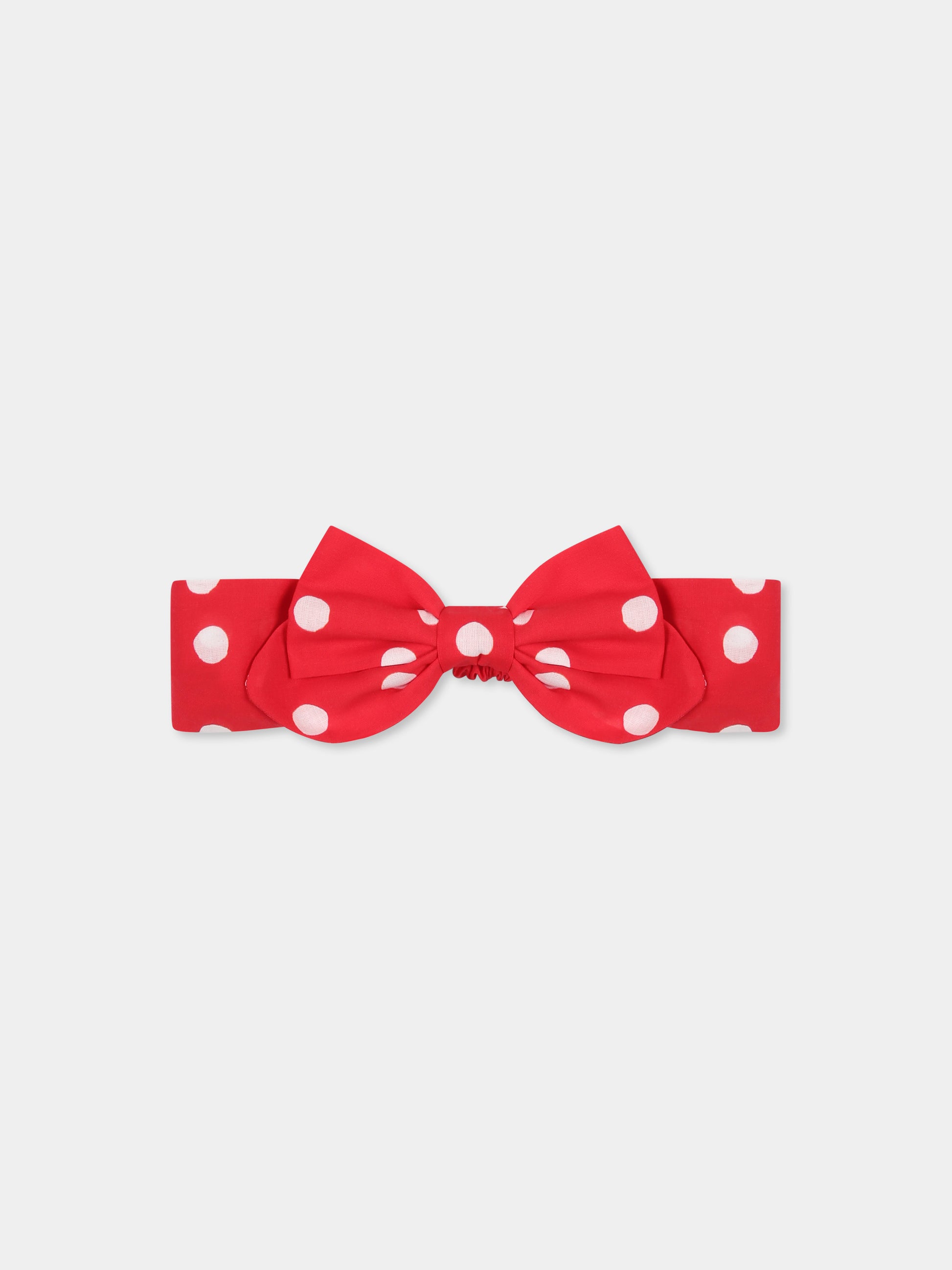 Fascia rossa per neonata con pois,Monnalisa,39E006 5600 4499