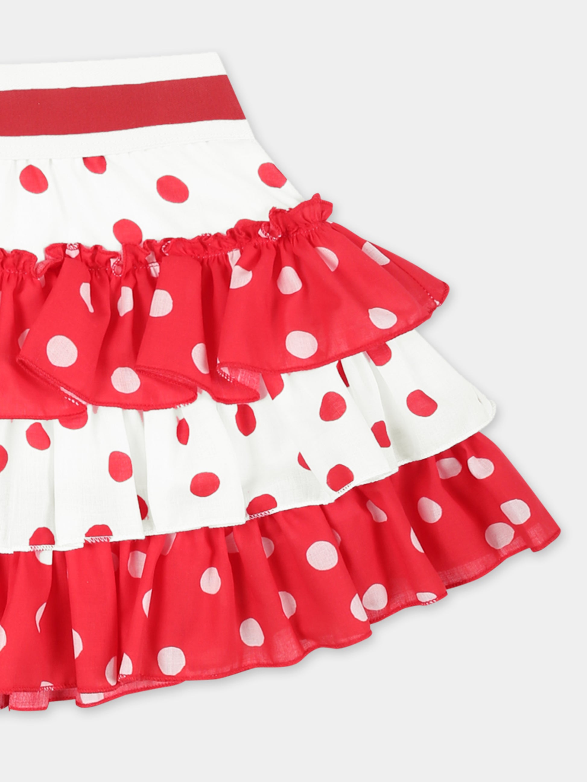 Gonna rossa per neonata con pois all over,Monnalisa,31E704 5600 9944