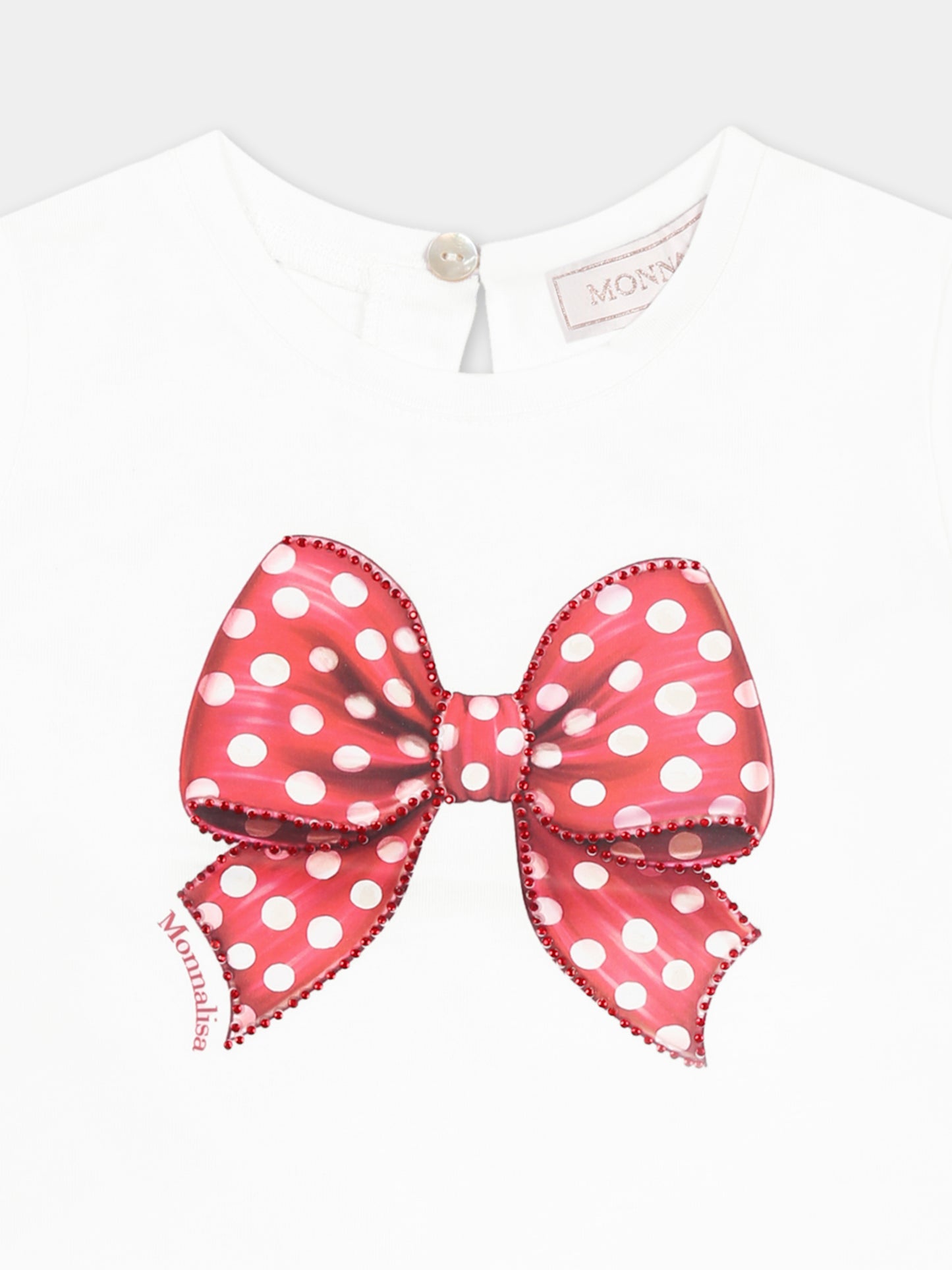 White t-shirt for baby girl with bow