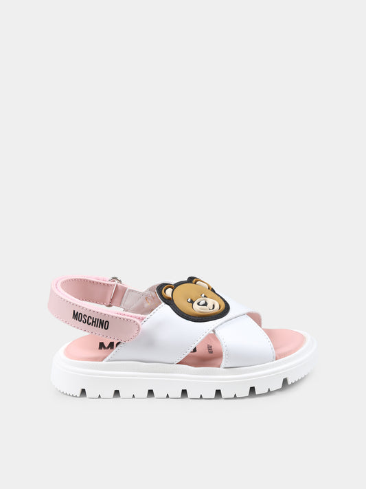 Sandali rosa per neonata e bambina con Teddy Bear,Moschino Kids,80438 2