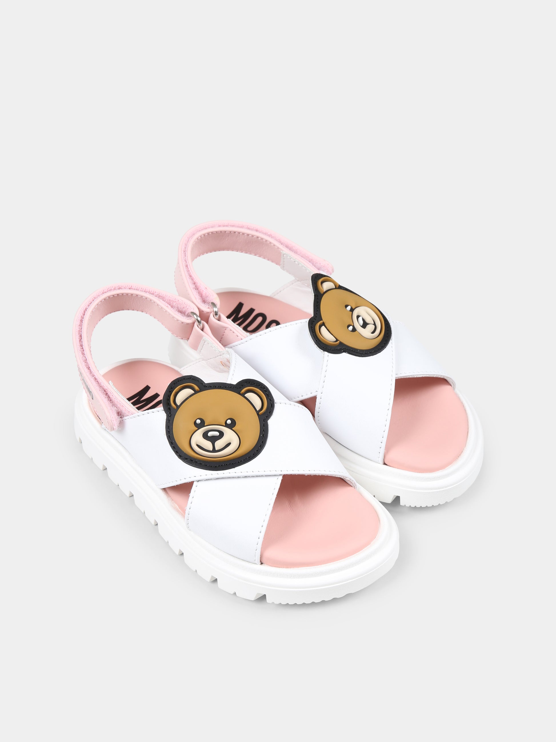 Sandali rosa per neonata e bambina con Teddy Bear,Moschino Kids,80438 2