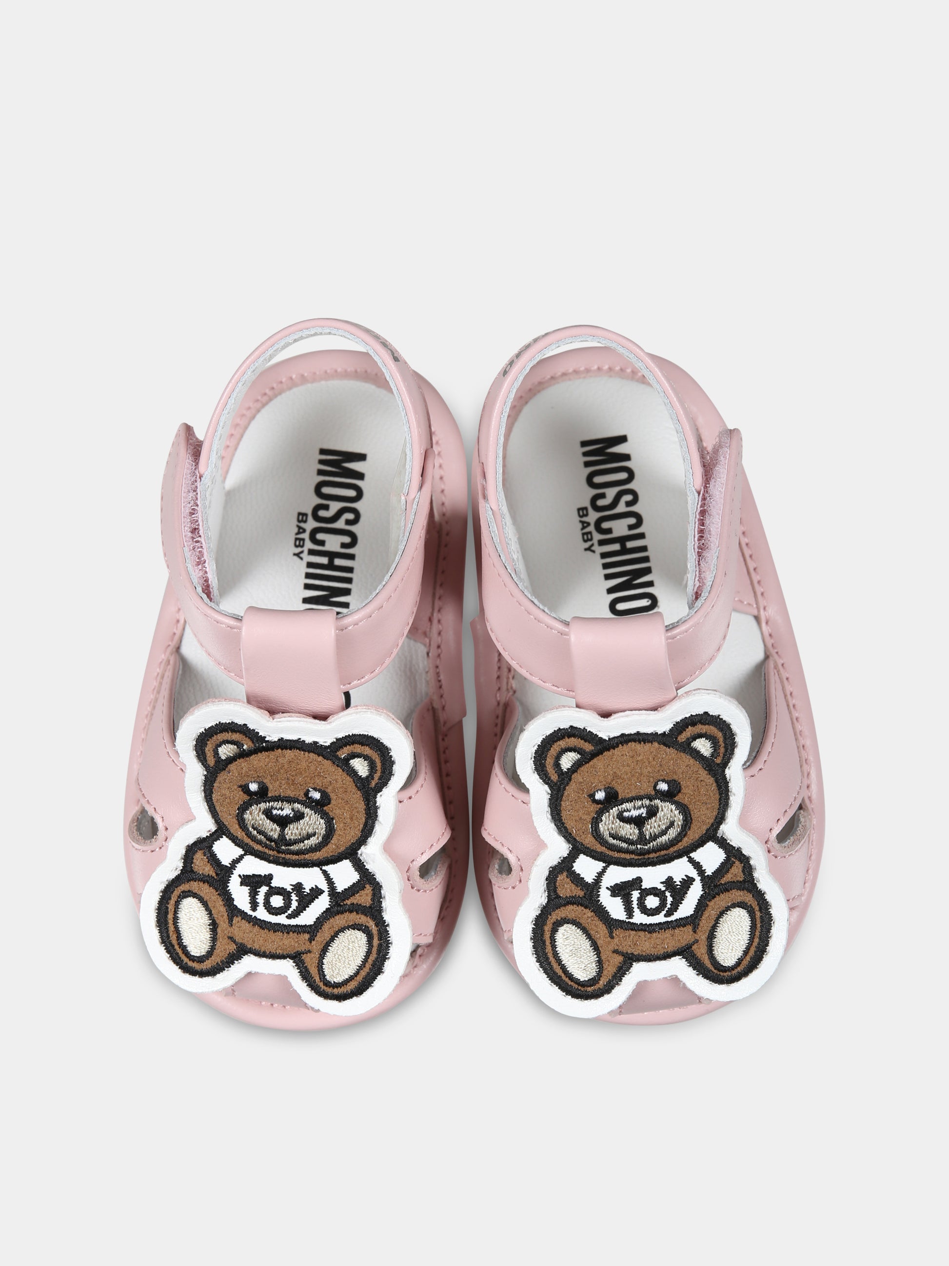 Ragnetti rosa per neonata con Teddy Bear,Moschino Kids,80386 1