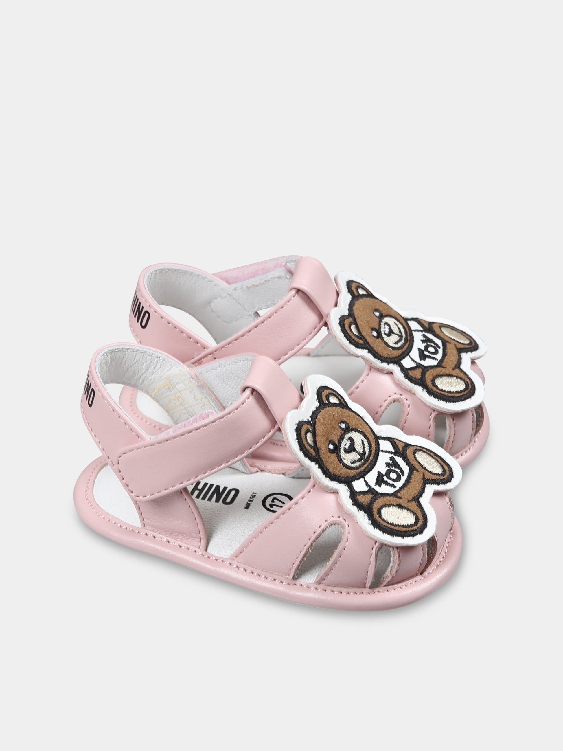 Ragnetti rosa per neonata con Teddy Bear,Moschino Kids,80386 1