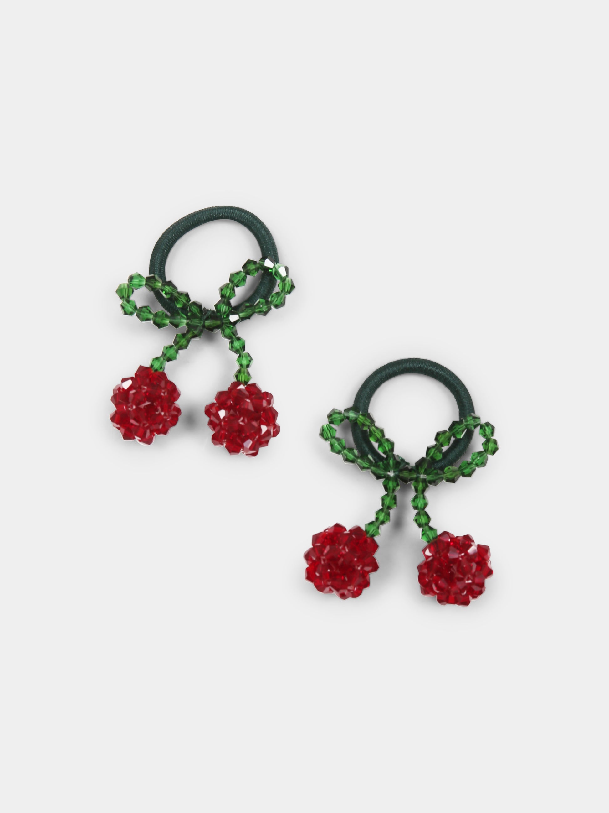 Set elastici verdi per bambina con ciliegie,Konges Sløjd,KS102745 RED/GLITTER