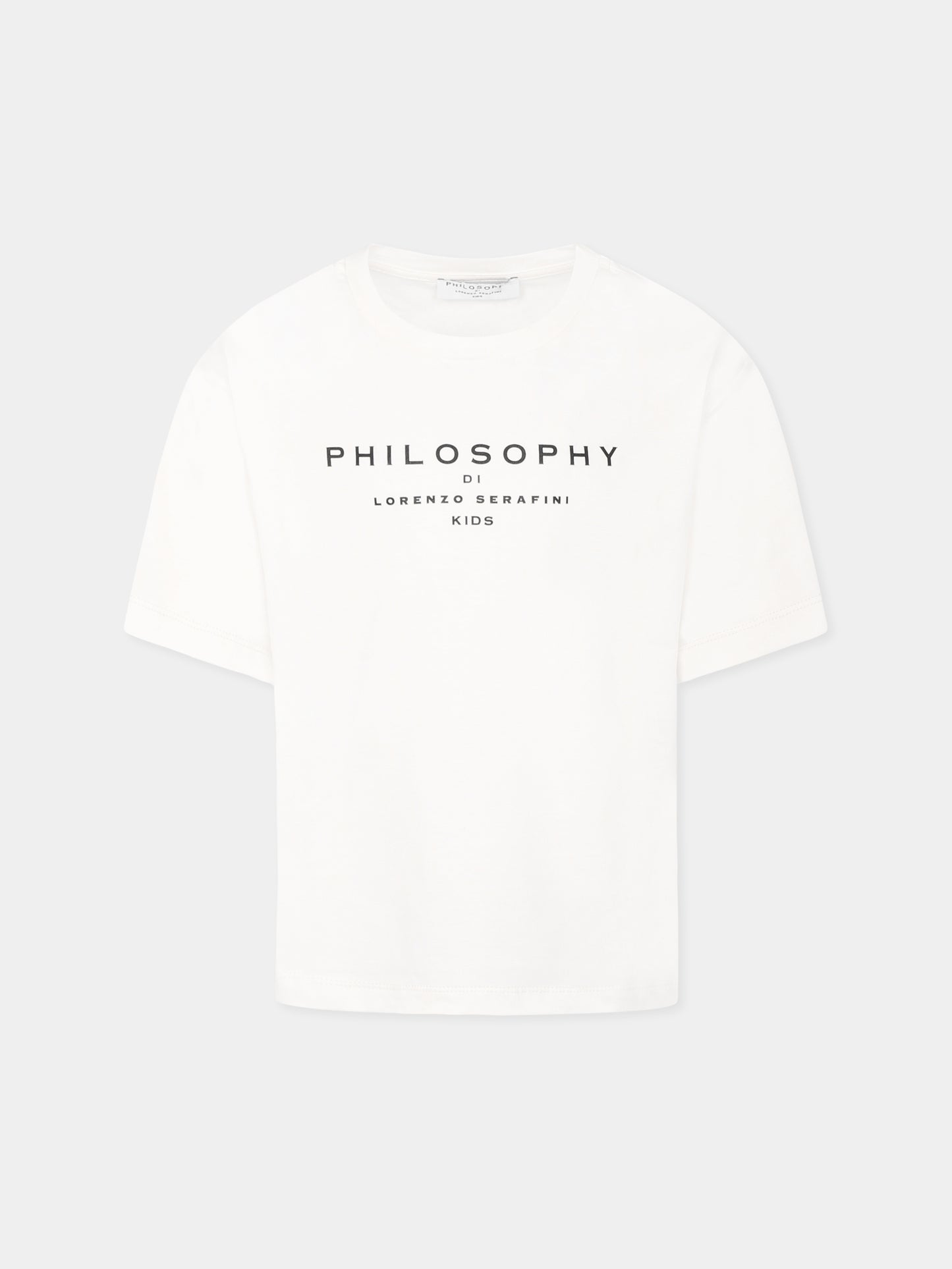 T-shirt bianca per bambina con logo,Philosophy,I1E605 5203 P001