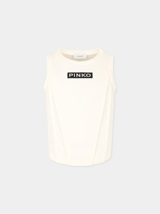 White tank top for girl with logo