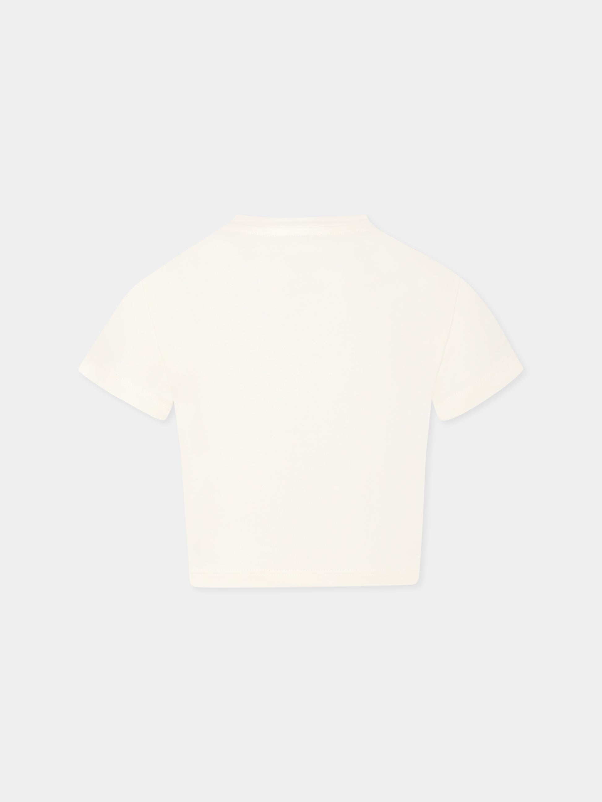 T-shirt crop avorio per bambina con logo,Pinko,KFTS007 C JE010 D001