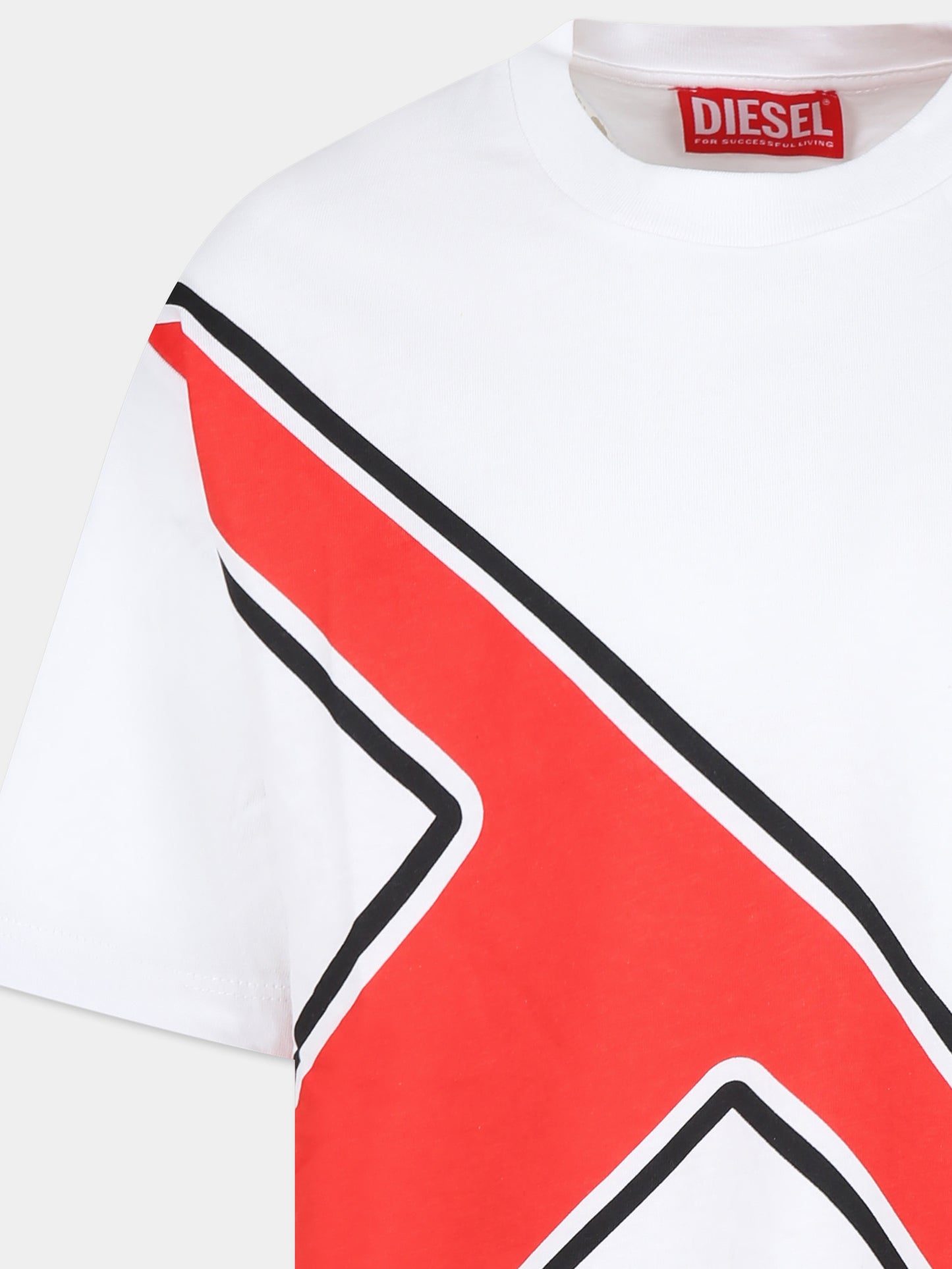 T-shirt bianca per bambino con logo,Diesel,J01905 KYAYD K100
