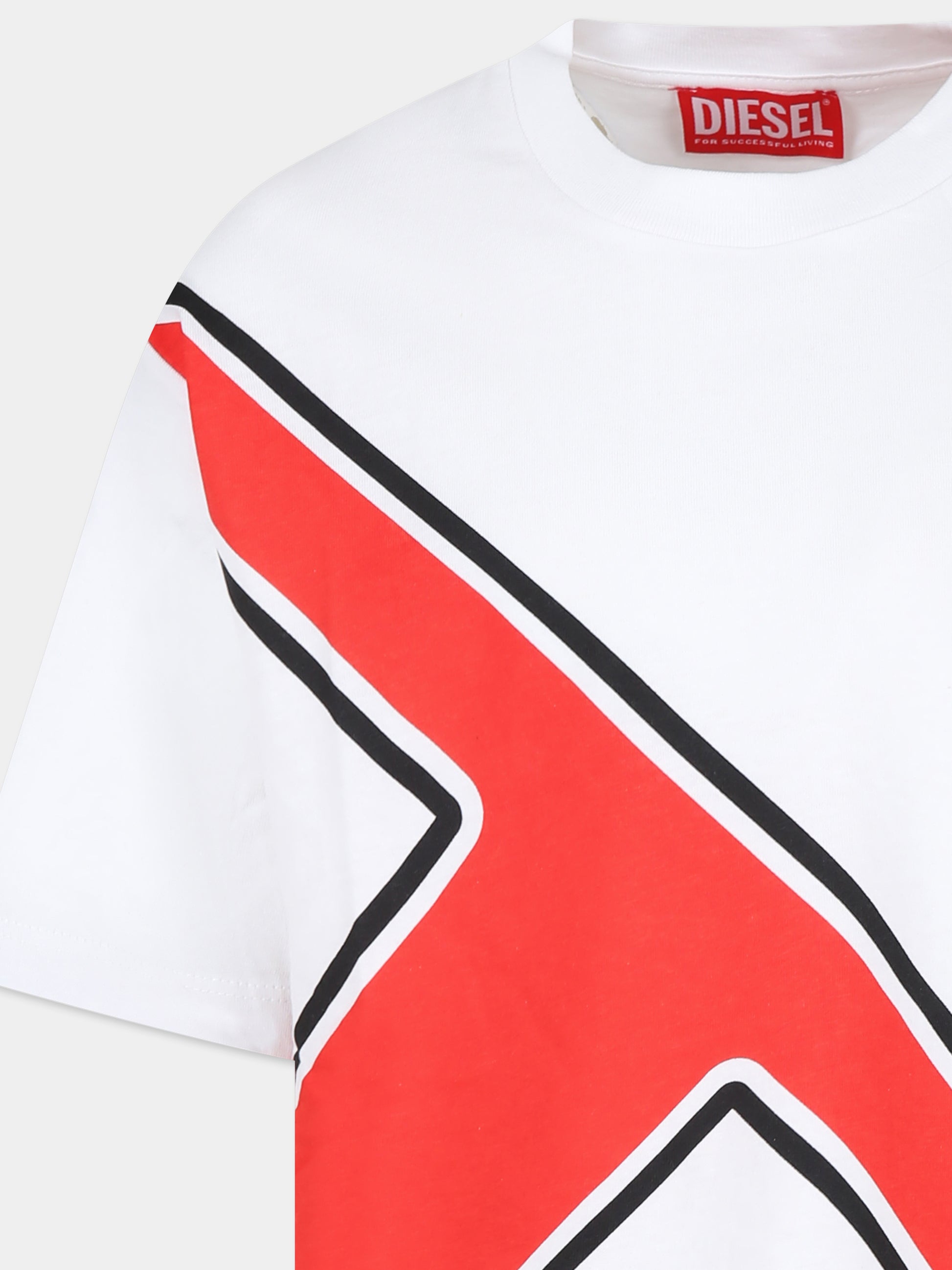T-shirt bianca per bambino con logo,Diesel,J01905 KYAYD K100