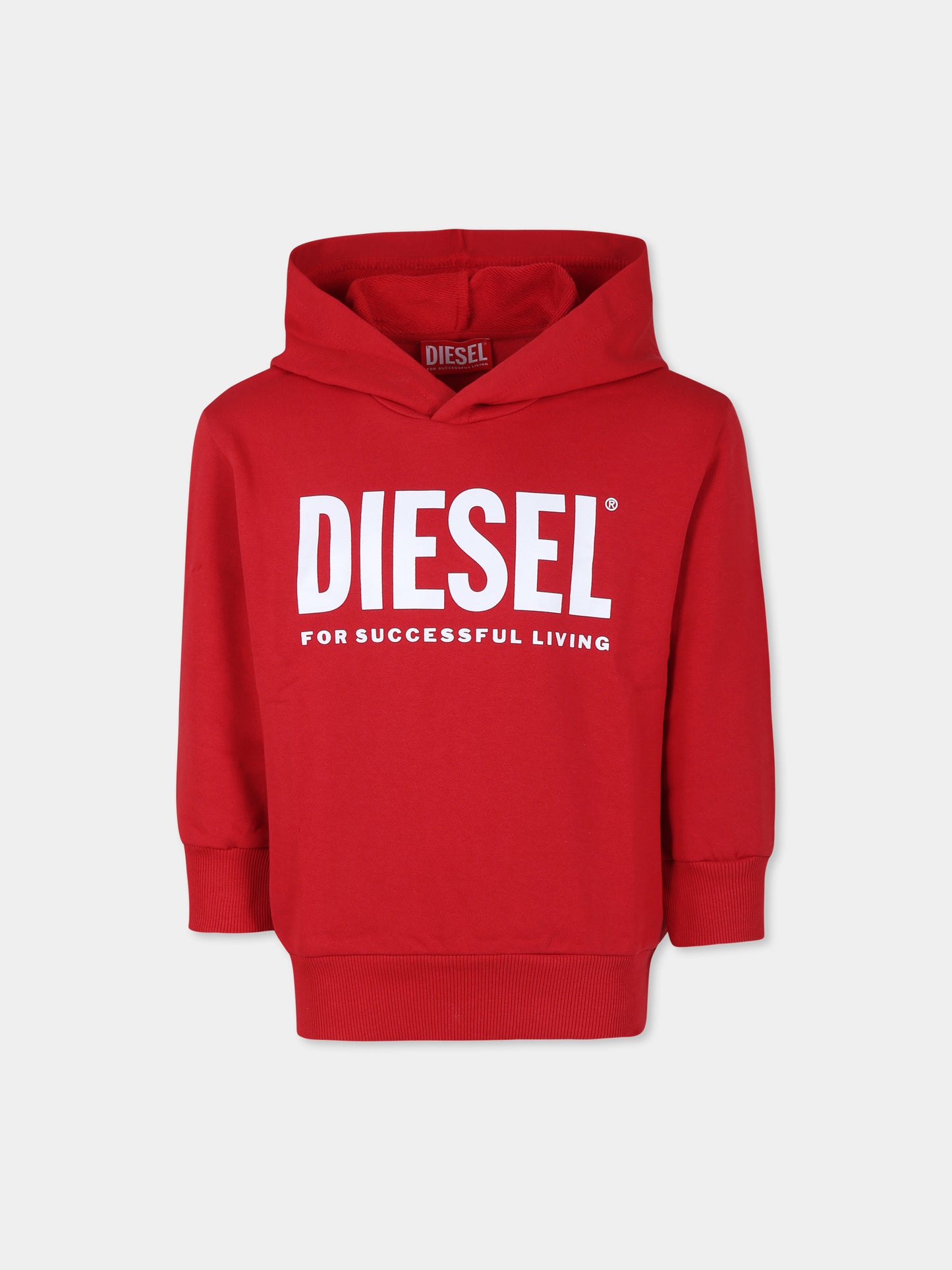 Felpa rossa per bambini con logo,Diesel,J01613 KYAVF K407