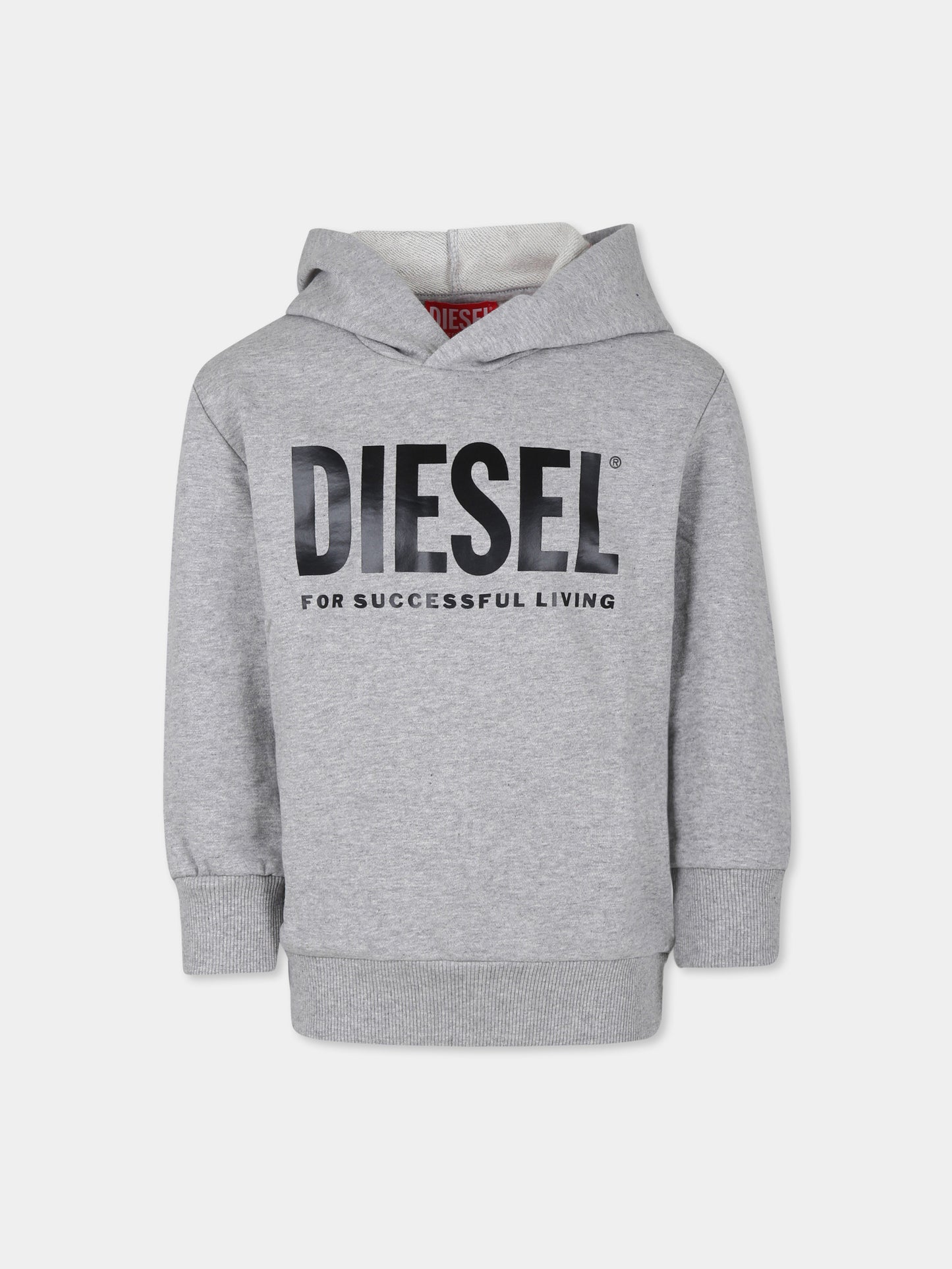 Felpa grigia per bambini con logo,Diesel,J01613 KYAVF K963