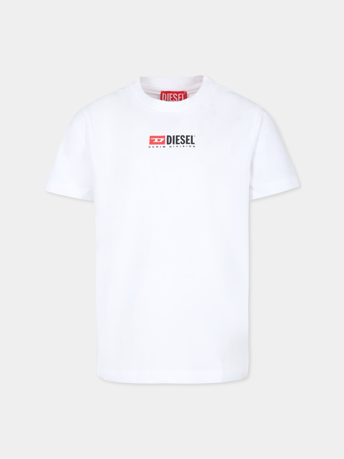 T-shirt bianca per bambino con logo,Diesel,J01732 KYATR K100