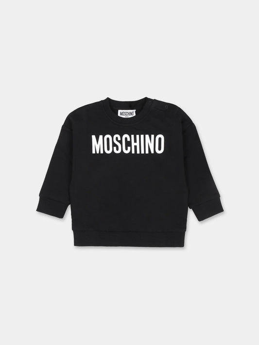 Felpa nera per neonati con Teddy Bear,Moschino Kids,MUF058 LCA72 60100