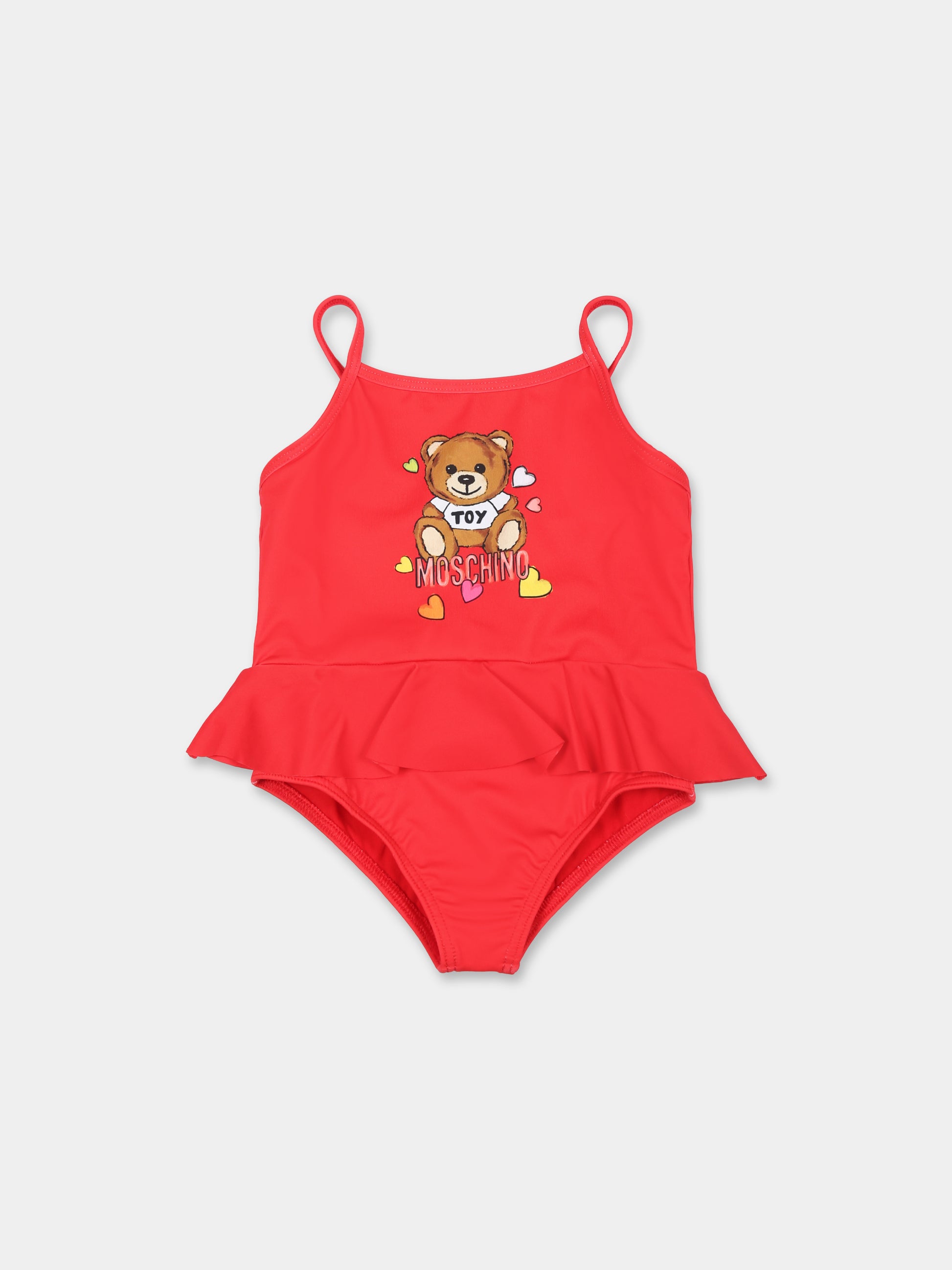 Costume rosso per neonata con Teddy Bear,Moschino Kids,MDL00N LKA00 50109