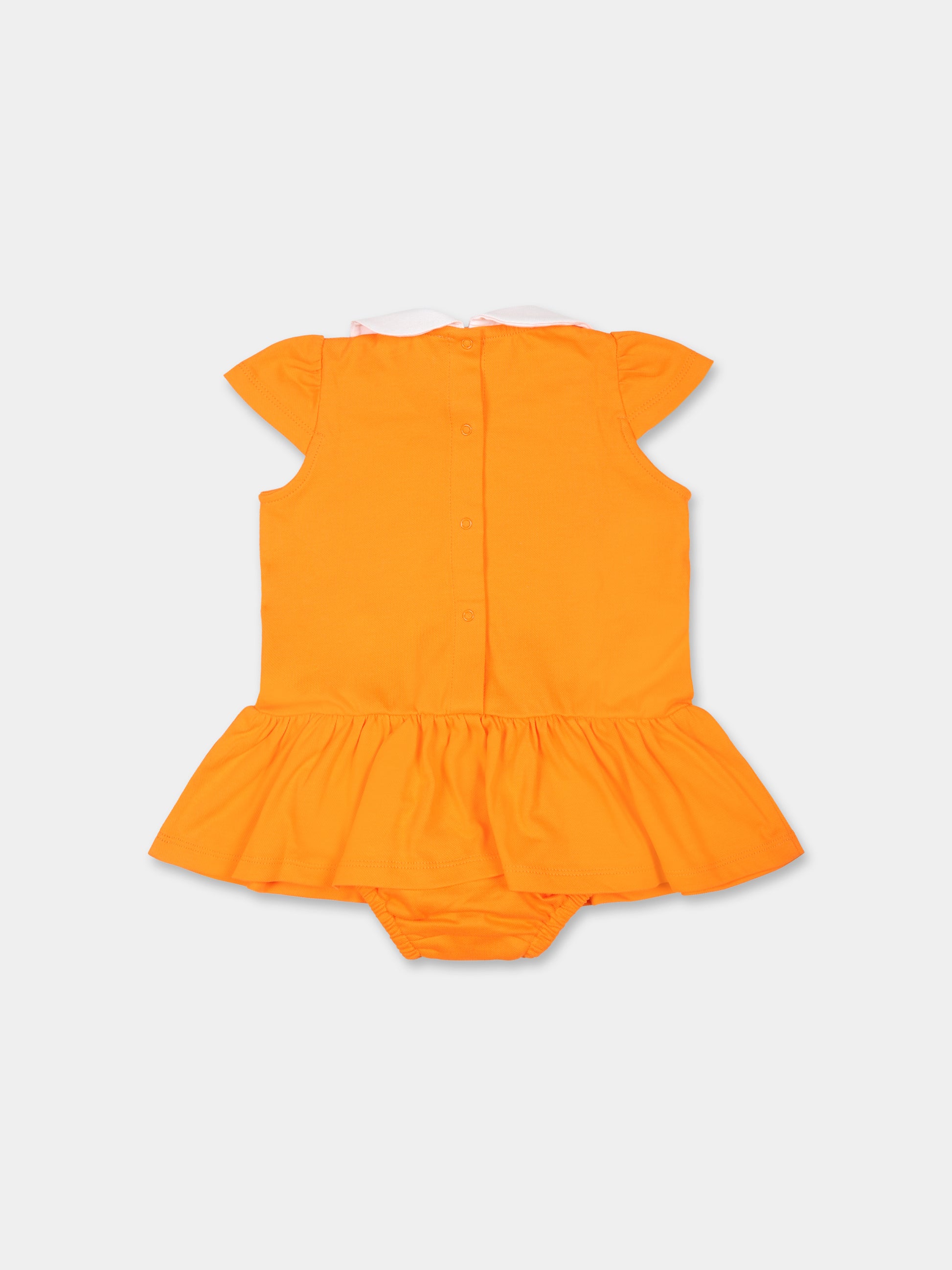 Vestito arancione per neonata con Teddy Bear,Moschino Kids,MDV0B2 LFA03 50219