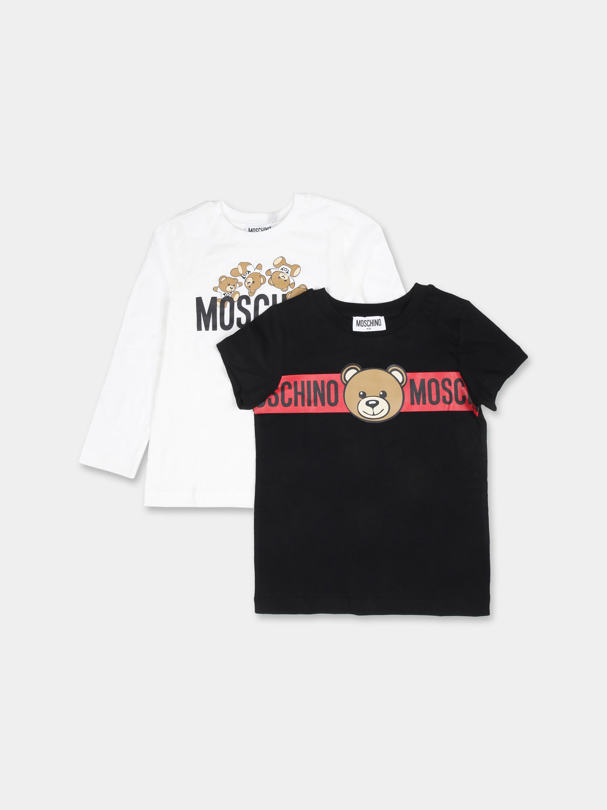 T-shirt bianca per bambini con Teddy Bears,Moschino Kids,HSK024 LAA03 81214