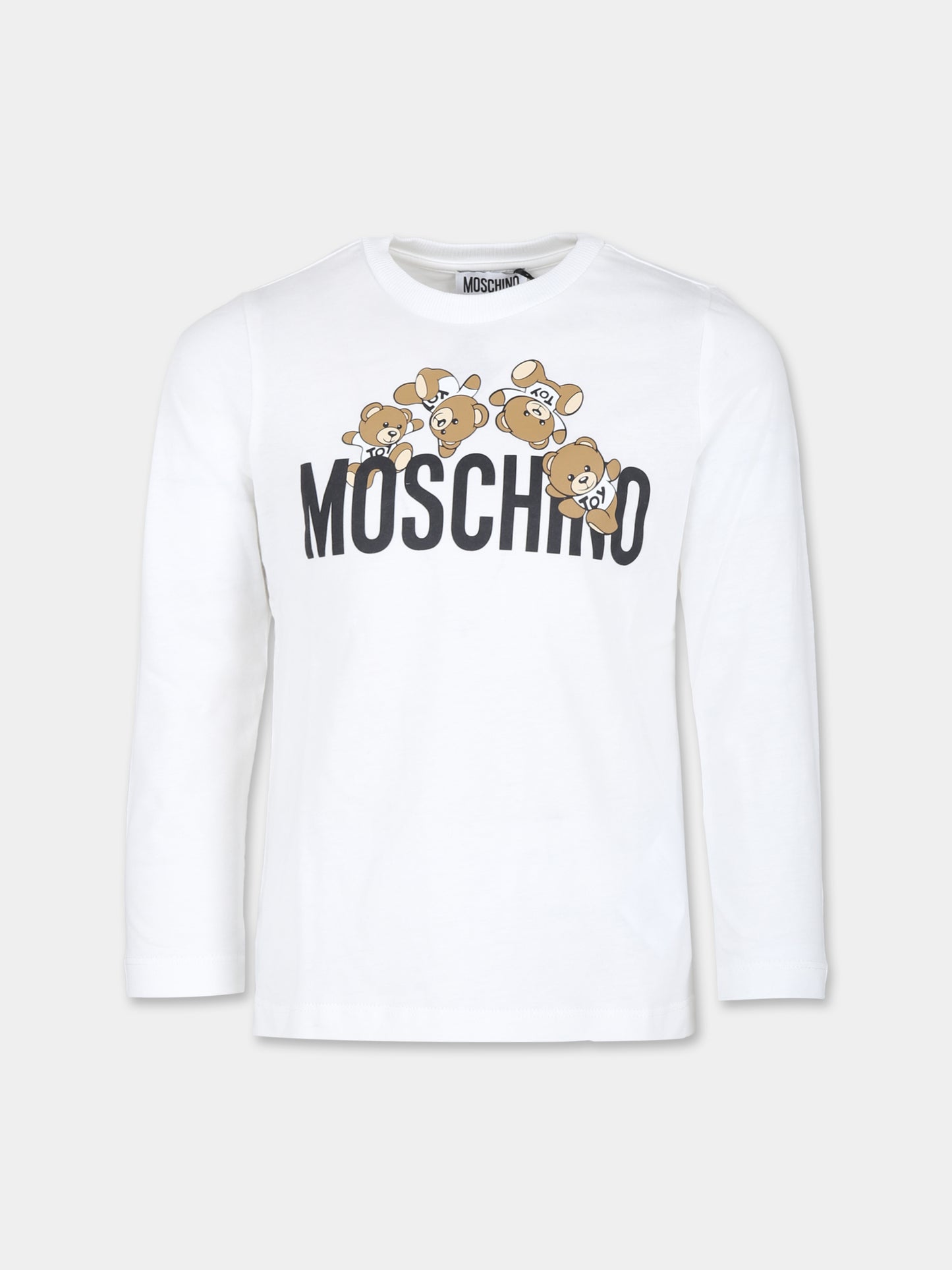 T-shirt bianca per bambini con Teddy Bears,Moschino Kids,HSK024 LAA03 81214